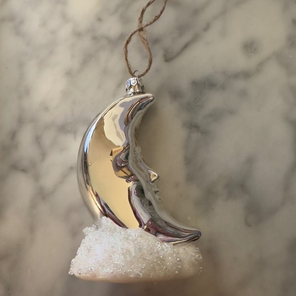 NEW Cody Foster Silver Mirror Crescent Moon Ornament - Picture 1 of 2
